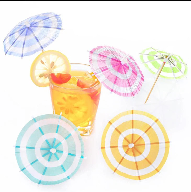 Estick Cocktail Paper Printed Custom Environmental Bamboo Decorative Umbrella Pick For Cocktail